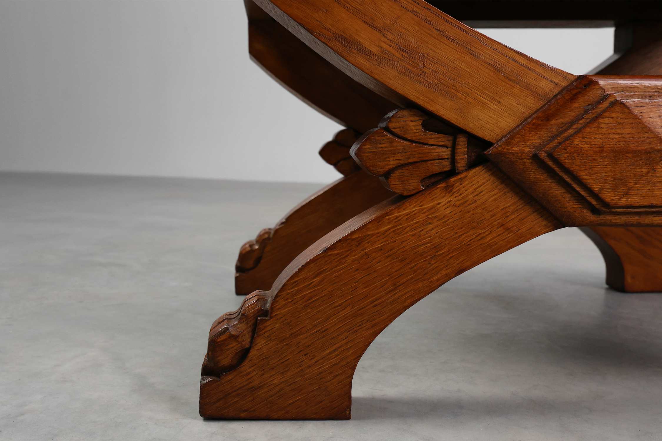 Pair of Flemish Gothic Revival Oak Footstools, Belgium, 19th Centurythumbnail